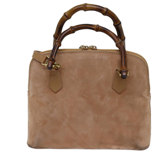 GUCCI Bamboo Hand Bag Suede 2way Brown Auth 71164 - Picture 2 of 16